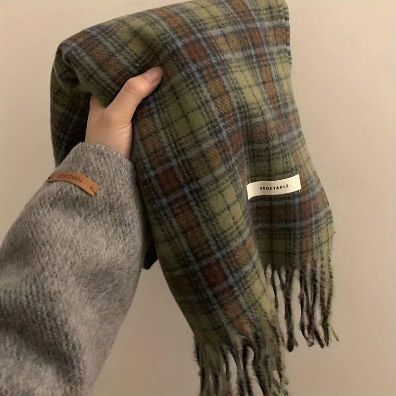 Vintage Green Plaid Tassel Sca - огляд і ціна Cashmere Pashmina Wrap