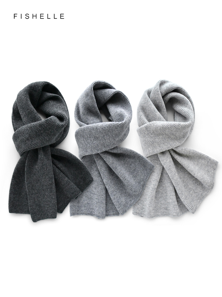 Gray solid color cashmere scar - огляд і ціна Wool Scarf Men