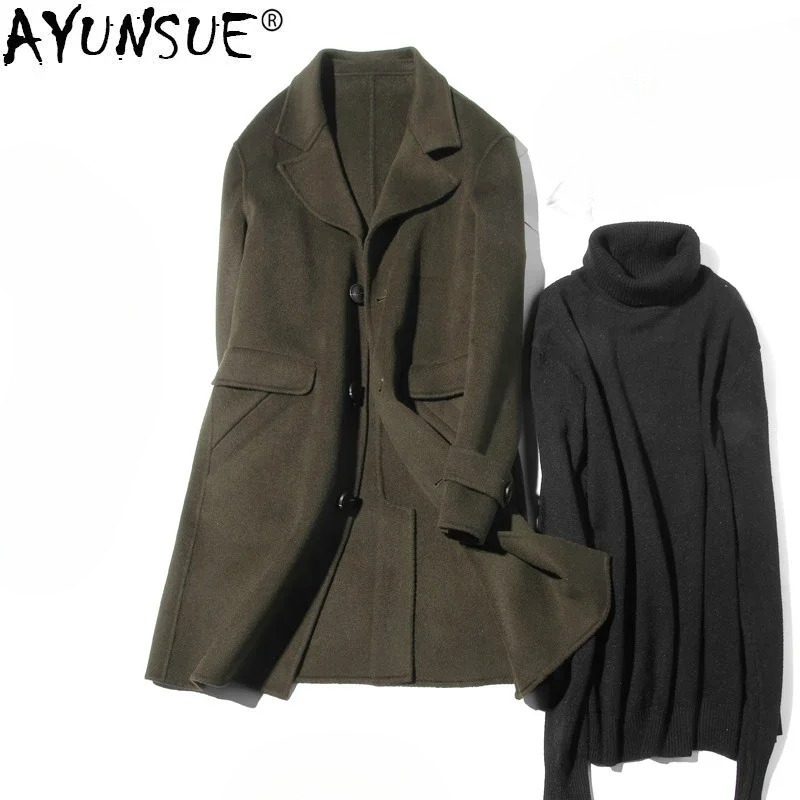 AYUNSUE 100% Wool Coat Men Aut - огляд і ціна Wool Coat Peacoat