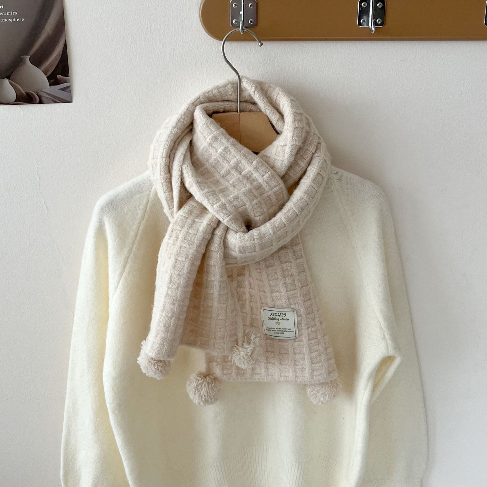Winter hanging ball waffle kni - огляд і ціна Wool Scarf Men