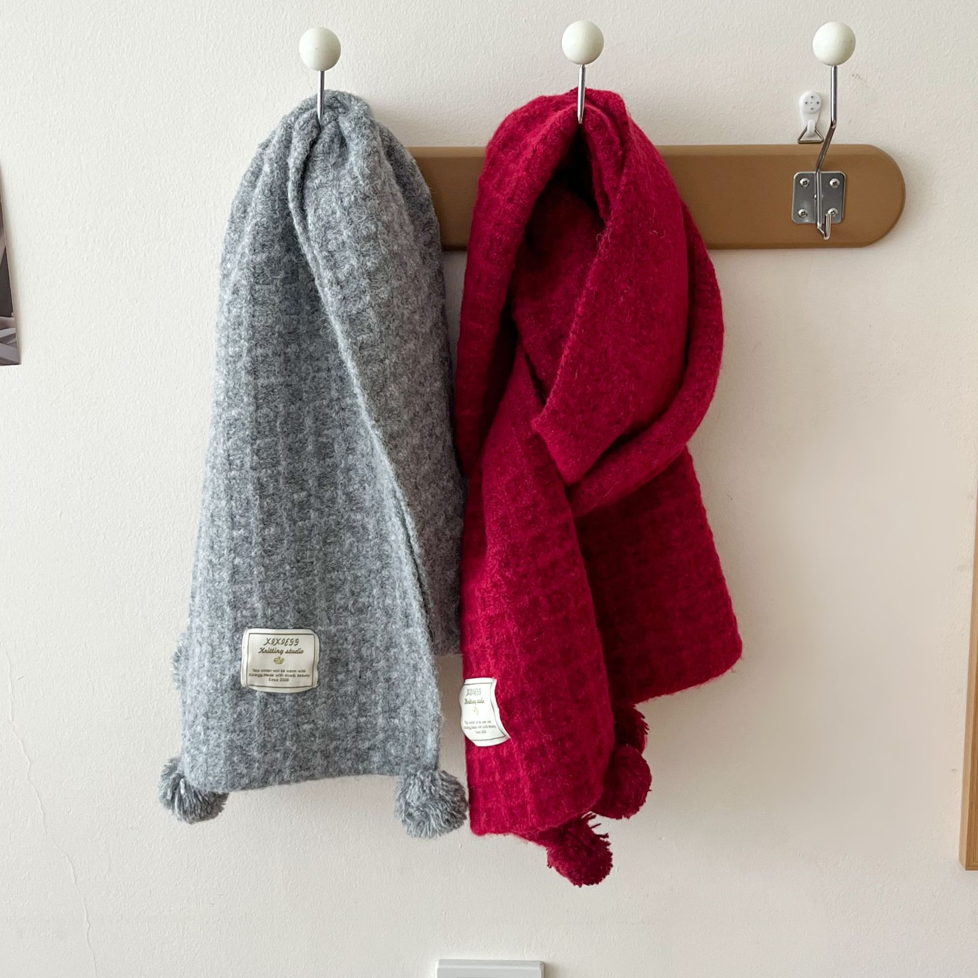 Winter hanging ball waffle kni - огляд і ціна Wool Scarf Men