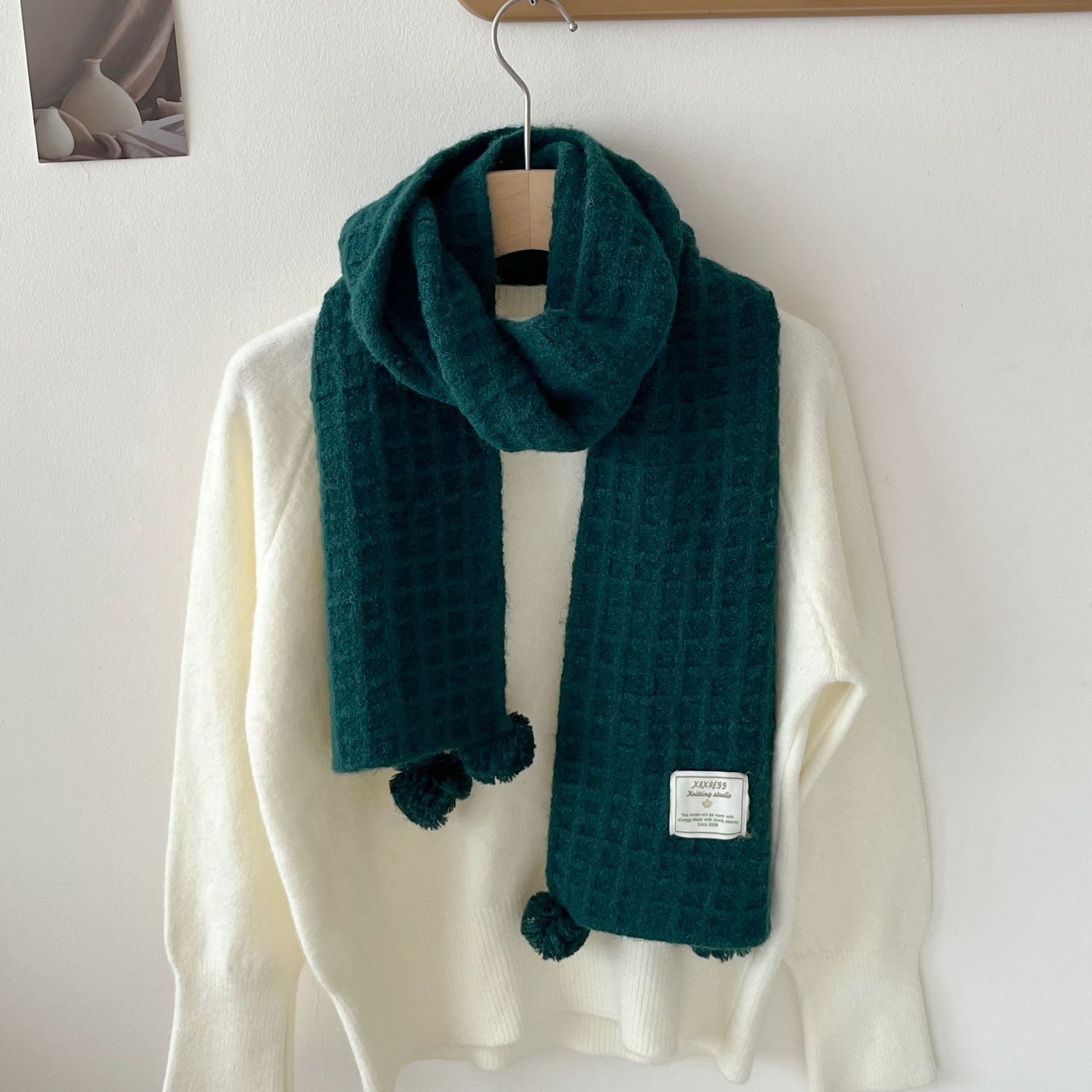 Winter hanging ball waffle kni - огляд і ціна Wool Scarf Men